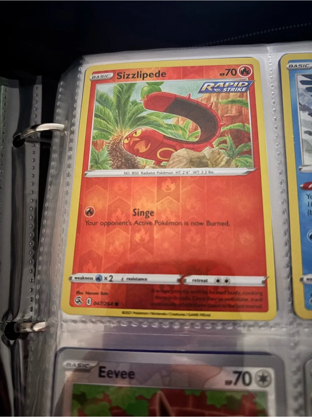 Pokemon Sizzlipede Card - Red and Yellow Artwork